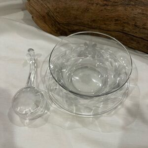 Elegant Clear Glass 3 pc Condiment Bowl Set